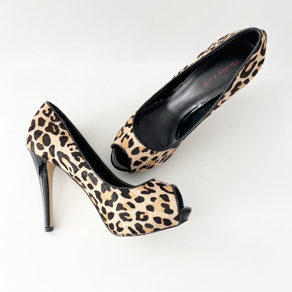 New - Maiden Lane Calf Hair Leopard Print, Peep-Toe